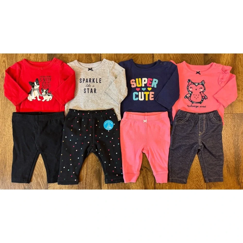 Baby Girl 3 Months Outfits Pants Shirts Bodysuits Long Sleeve Clothes Lot Bestie - Picture 15 of 15